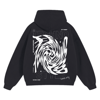 Techno - Cropped Drop Shoulder Hoodie