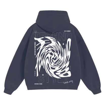 Techno - Cropped Drop Shoulder Hoodie