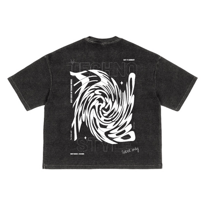 Waffle-Texture Washed Cropped Boxy T-Shirt