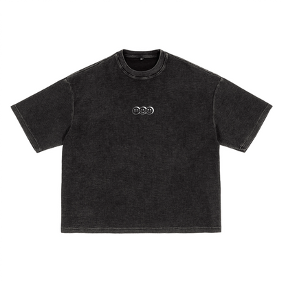 Waffle-Texture Washed Cropped Boxy T-Shirt