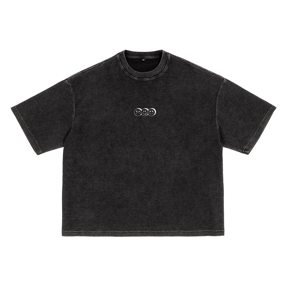 Waffle-Texture Washed Cropped Boxy T-Shirt