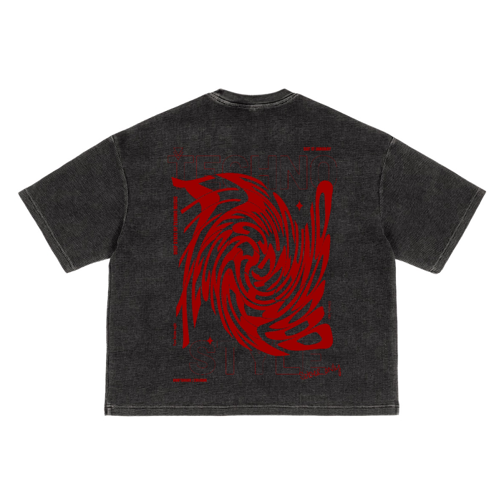 Waffle-Texture Washed Cropped Boxy T-Shirt(250GSM)