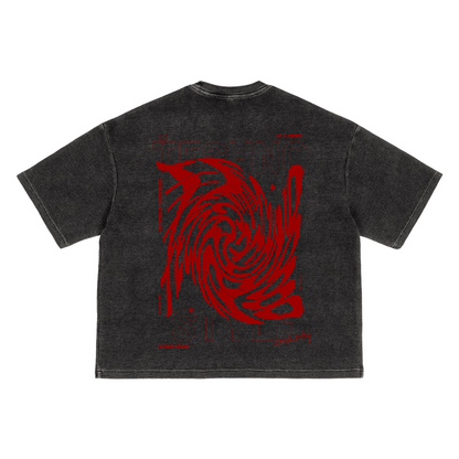 Waffle-Texture Washed Cropped Boxy T-Shirt(250GSM)