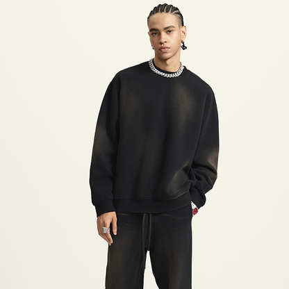 Basic - Round Neck Washed Heavyweight Sweatshirt