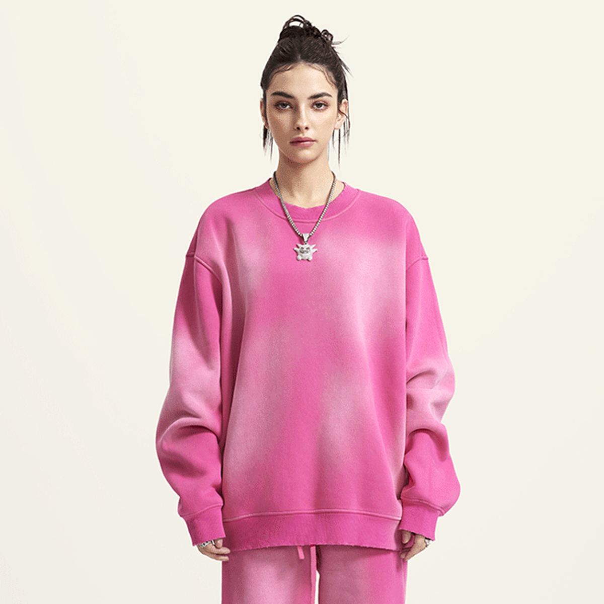 Basic - Round Neck Washed Heavyweight Sweatshirt