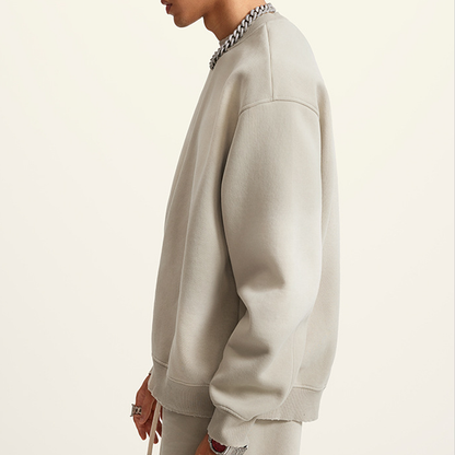 Basic - Round Neck Washed Heavyweight Sweatshirt