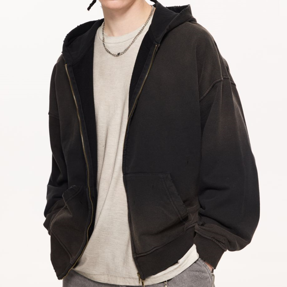 Basic - Washed Zip-Up Hoodie
