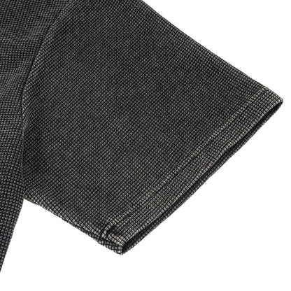 Waffle-Texture Washed Cropped Boxy T-Shirt(250GSM)